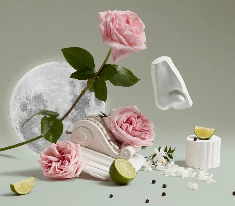 Woody, Floral, Amber fragrance reference with aldehyde, geranium, chamomile, violet notes for custom perfume development