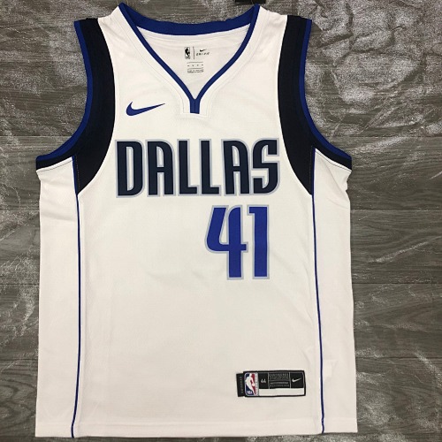 Dallas Mavericks #41 Home White Basketball Jersey