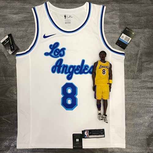 Los Angeles Lakers #8 Retro Edition White Basketball Jersey