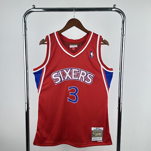 Philadelphia 76ers Allen Iverson #3 Retro Edition Red 97 Season Basketball Jersey