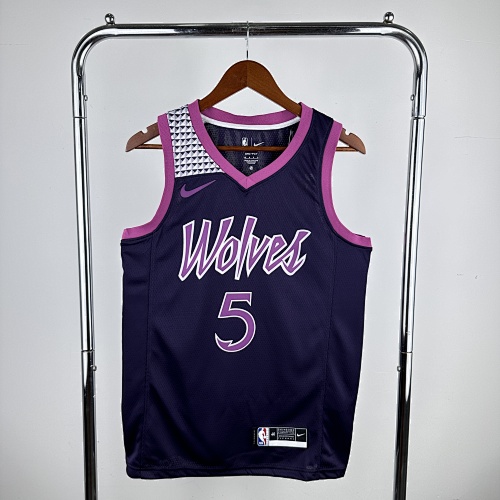 Minnesota Timberwolves Anthony Edwards #5 Black Purple Basketball Jersey