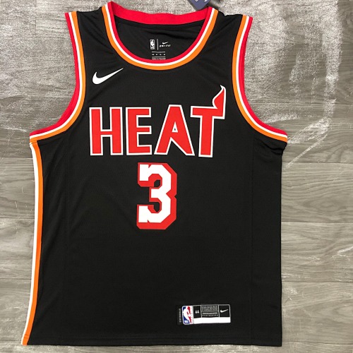 Miami Heat #3 Retro Edition Black 18 Season Basketball Jersey
