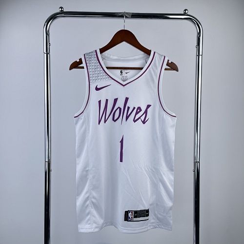 Minnesota Timberwolves Anthony Edwards #1 White Pink Basketball Jersey