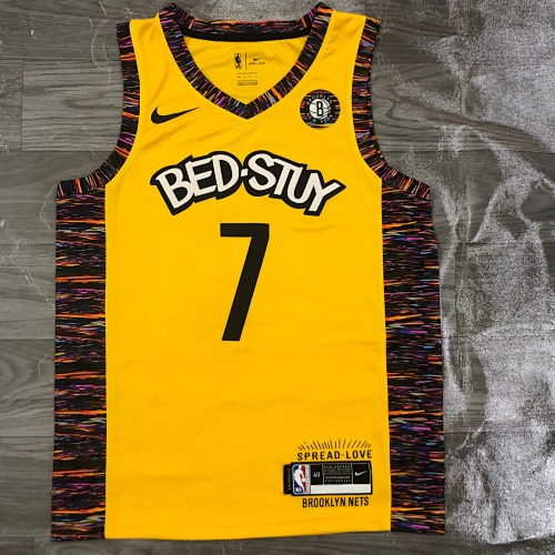 Brooklyn Nets Kevin Durant #7 Yellow Basketball Jersey