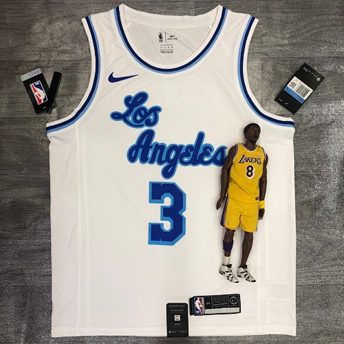 Los Angeles Lakers #3 Retro Edition White Basketball Jersey