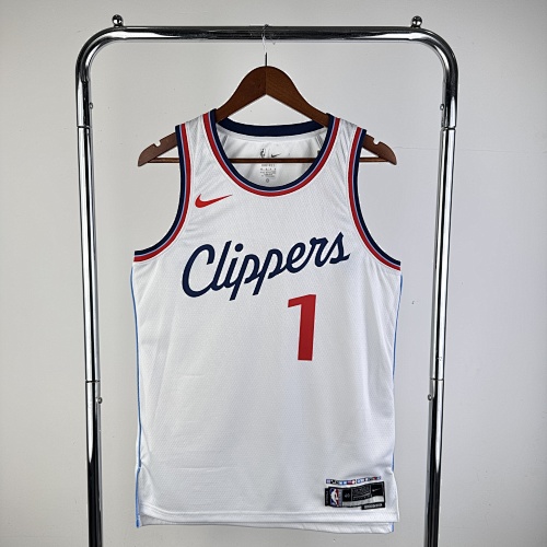 Los Angeles Clippers James Harden #1 Home White 25 Season Basketball Jersey