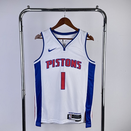 Detroit Pistons Allen Iverson #1 White 23 Season Basketball Jersey