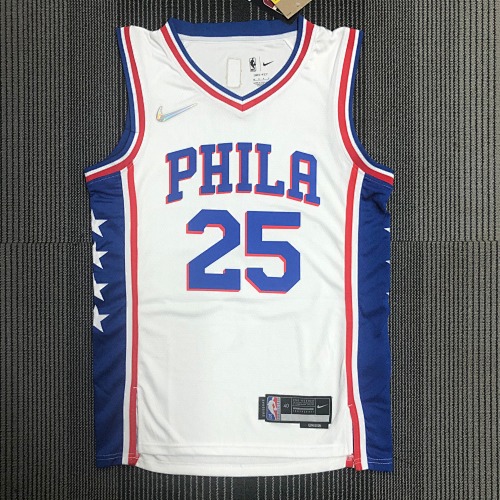 Philadelphia 76ers #25 White Basketball Jersey