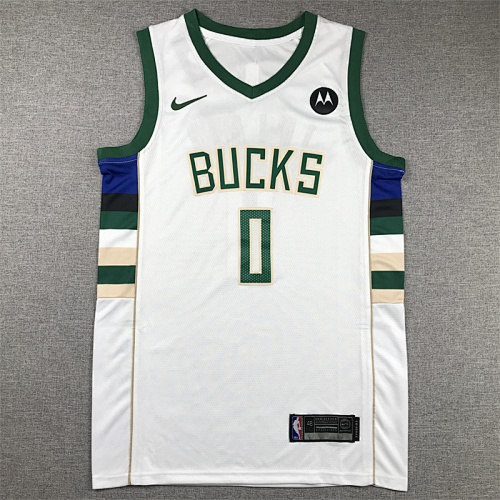 Milwaukee Bucks Damian Lillard White Black Basketball Jersey
