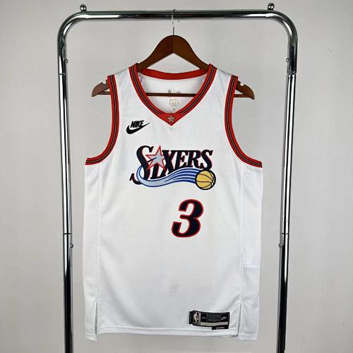 Philadelphia 76ers Allen Iverson #3 Retro Edition White 26 Season Basketball Jersey