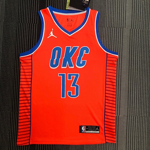Oklahoma City Thunder #13 Jumpman Orange 21 Season Basketball Jersey