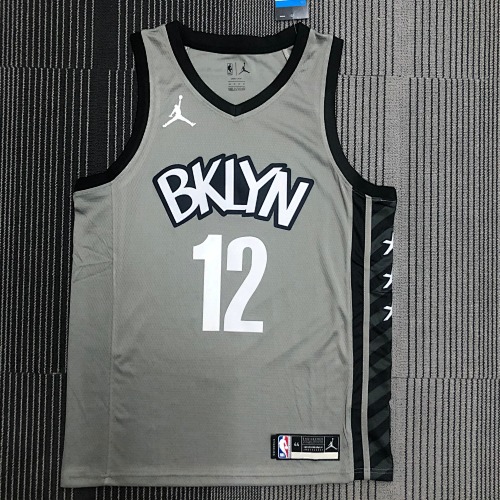 Brooklyn Nets #12 Jumpman Grey Basketball Jersey