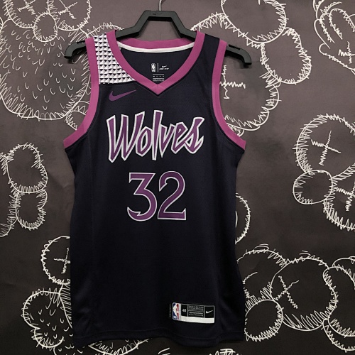 Minnesota Timberwolves Karl-Anthony Towns #32 Black Purple Basketball Jersey