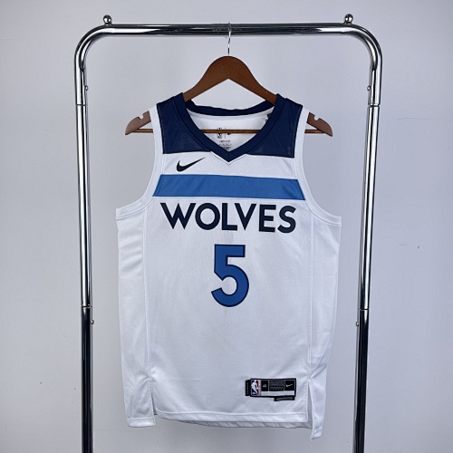 Minnesota Timberwolves Anthony Edwards #5 Home White 23 Season Basketball Jersey