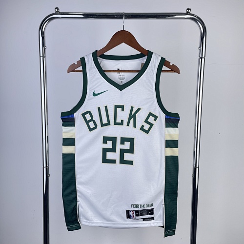 Milwaukee Bucks #22 Home White 23 Season Basketball Jersey