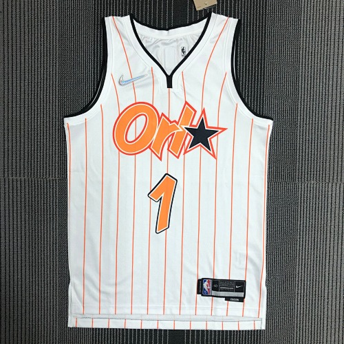 Orlando Magic #1 White Orange Basketball Jersey