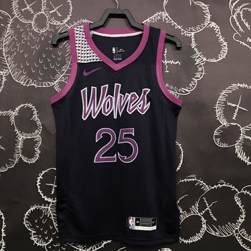 Minnesota Timberwolves Derrick Rose #25 Black Purple Basketball Jersey