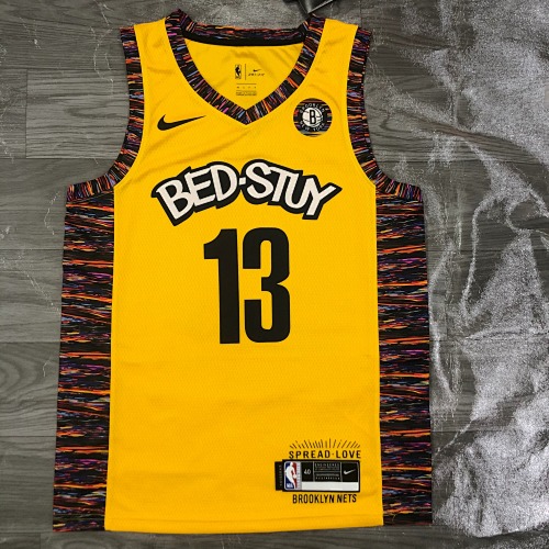 Brooklyn Nets James Harden #13 Yellow Basketball Jersey