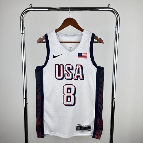 #8 White Basketball Jersey