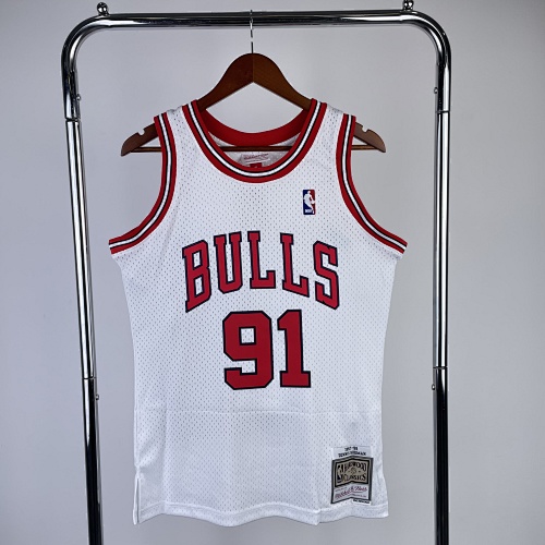 Chicago Bulls #91 Retro Edition White 98 Season Basketball Jersey