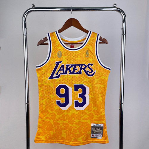 Los Angeles Lakers #93 Yellow Basketball Jersey