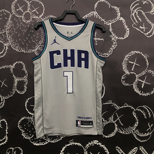 Charlotte Hornets LaMelo Ball #1 Grey 19 Season Basketball Jersey