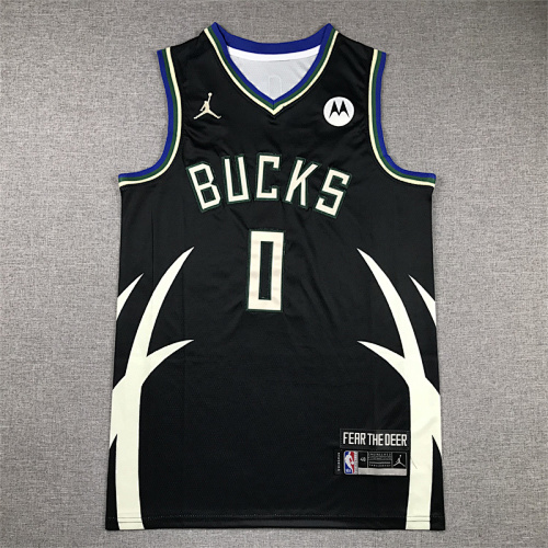 Milwaukee Bucks Damian Lillard Black 23 Season Basketball Jersey