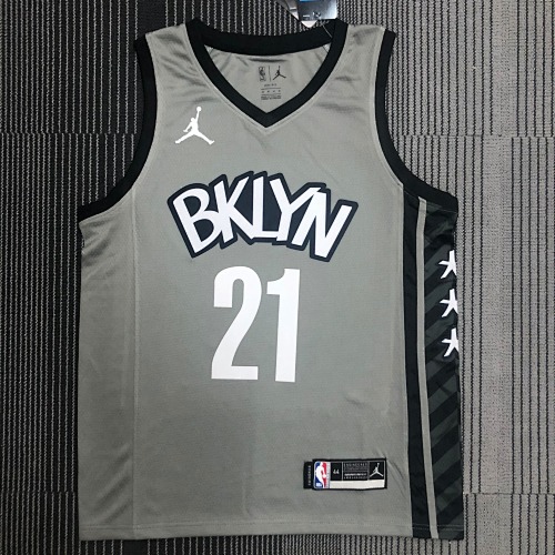 Brooklyn Nets #21 Jumpman Grey Basketball Jersey