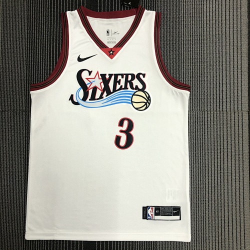 Philadelphia 76ers Allen Iverson #3 Retro Edition White Basketball Jersey