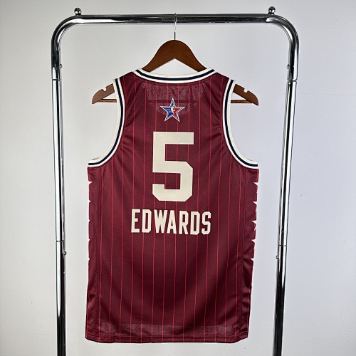 Anthony Edwards #5 All-Star Red 24 Season Basketball Jersey