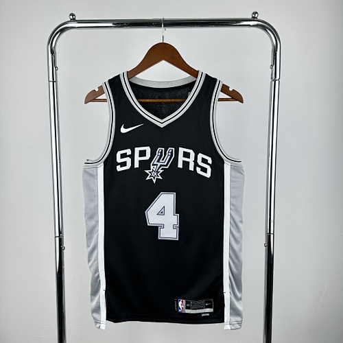 San Antonio Spurs De'Aaron Fox #4 Black Basketball Jersey