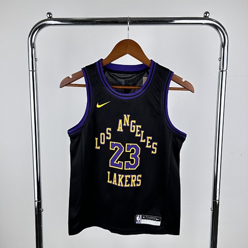 Los Angeles Lakers LeBron James #23 City Edition Kids 24 Season Basketball Jersey