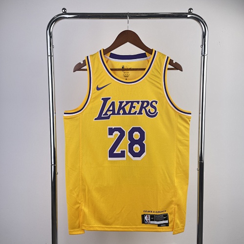 Los Angeles Lakers #28 Yellow 23 Season Basketball Jersey