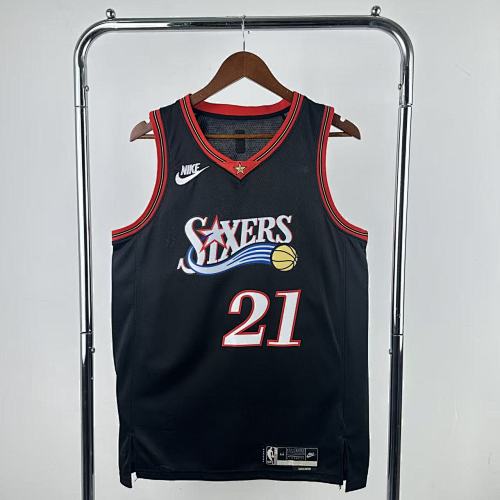 Philadelphia 76ers Joel Embiid #21 Retro Edition Black 26 Season Basketball Jersey