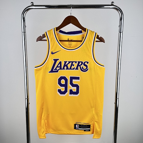 Los Angeles Lakers #95 Yellow Basketball Jersey