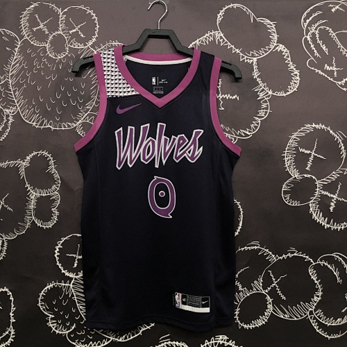 Minnesota Timberwolves #0 Black Purple Basketball Jersey