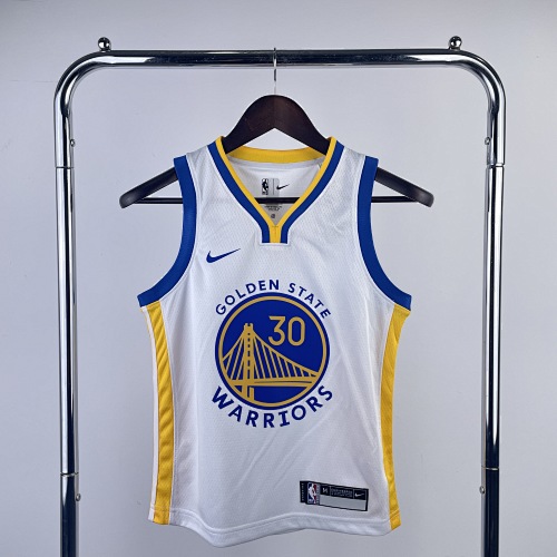 Golden State Warriors Stephen Curry #30 White Kids Basketball Jersey