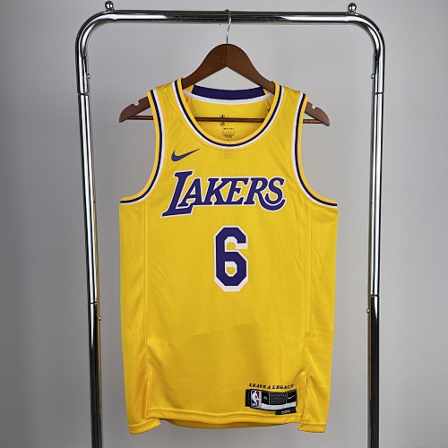 Los Angeles Lakers LeBron James #6 Yellow 23 Season Basketball Jersey