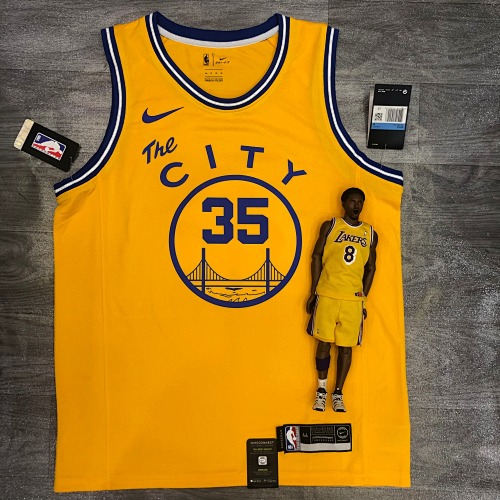Golden State Warriors Kevin Durant #35 Yellow Basketball Jersey