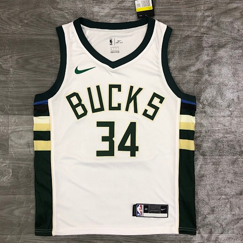 Milwaukee Bucks #34 Home White 21 Season Basketball Jersey