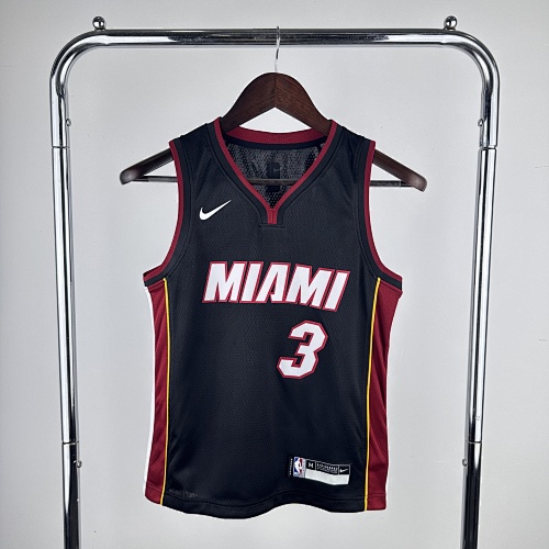 Miami Heat #3 Black Kids Basketball Jersey
