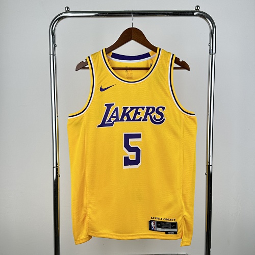 Los Angeles Lakers #5 Yellow 23 Season Basketball Jersey