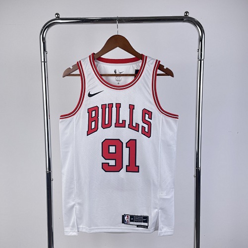 Chicago Bulls #91 White 23 Season Basketball Jersey