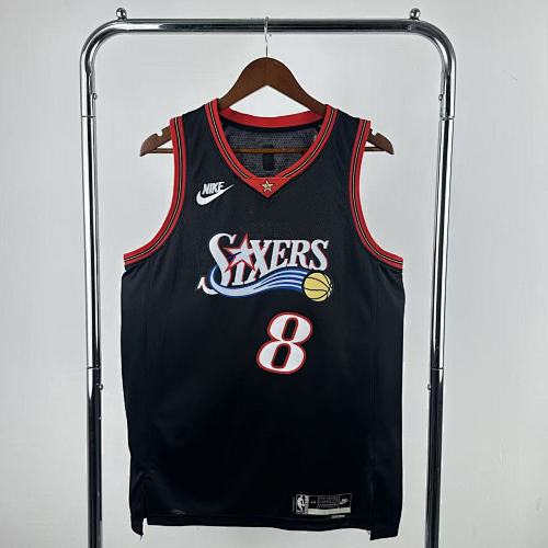 Philadelphia 76ers #8 Retro Edition Black 26 Season Basketball Jersey