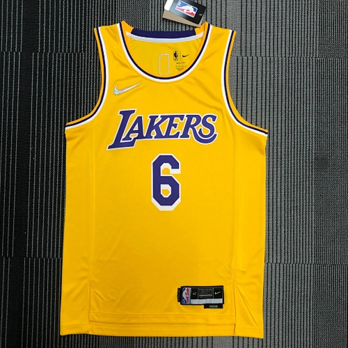 Los Angeles Lakers LeBron James #6 Yellow Basketball Jersey