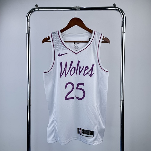Minnesota Timberwolves Derrick Rose #25 White Pink Basketball Jersey