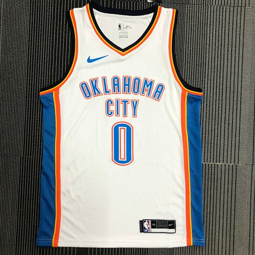 Oklahoma City Thunder #0 White Basketball Jersey