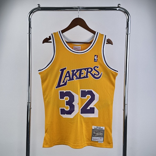 Los Angeles Lakers #32 Retro Edition Yellow 85 Season Basketball Jersey