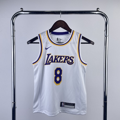 Los Angeles Lakers #8 White Kids Basketball Jersey