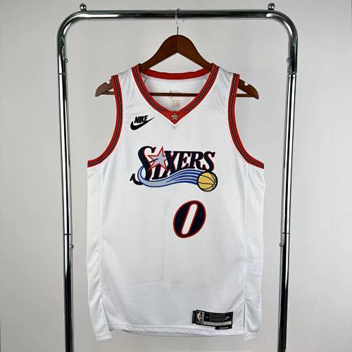 Philadelphia 76ers Tyrese Maxey #0 Retro Edition White 26 Season Basketball Jersey